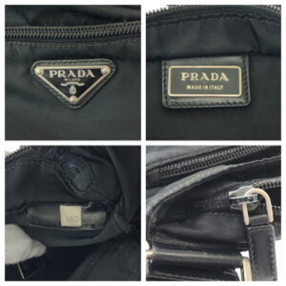 PRADA Tessuto triangular black nylon shoulder bag sacoche - Picture 4 of 9